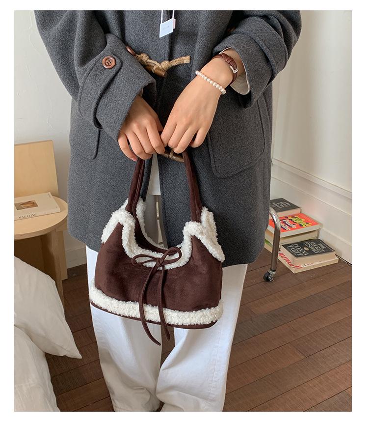 Korean-Style Plush Suede Shoulder Bag for Women - 2025 Fashion