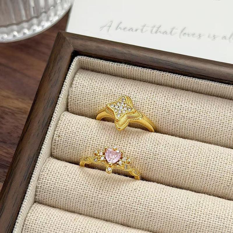 Retro Exquisiter Vierblättriger Klee Voller Diamanten, Liebe Zirkon Funkelnder Diamantring, Damen Leichter Luxus Persönlichkeit Stapelbarer Zeigefingerring