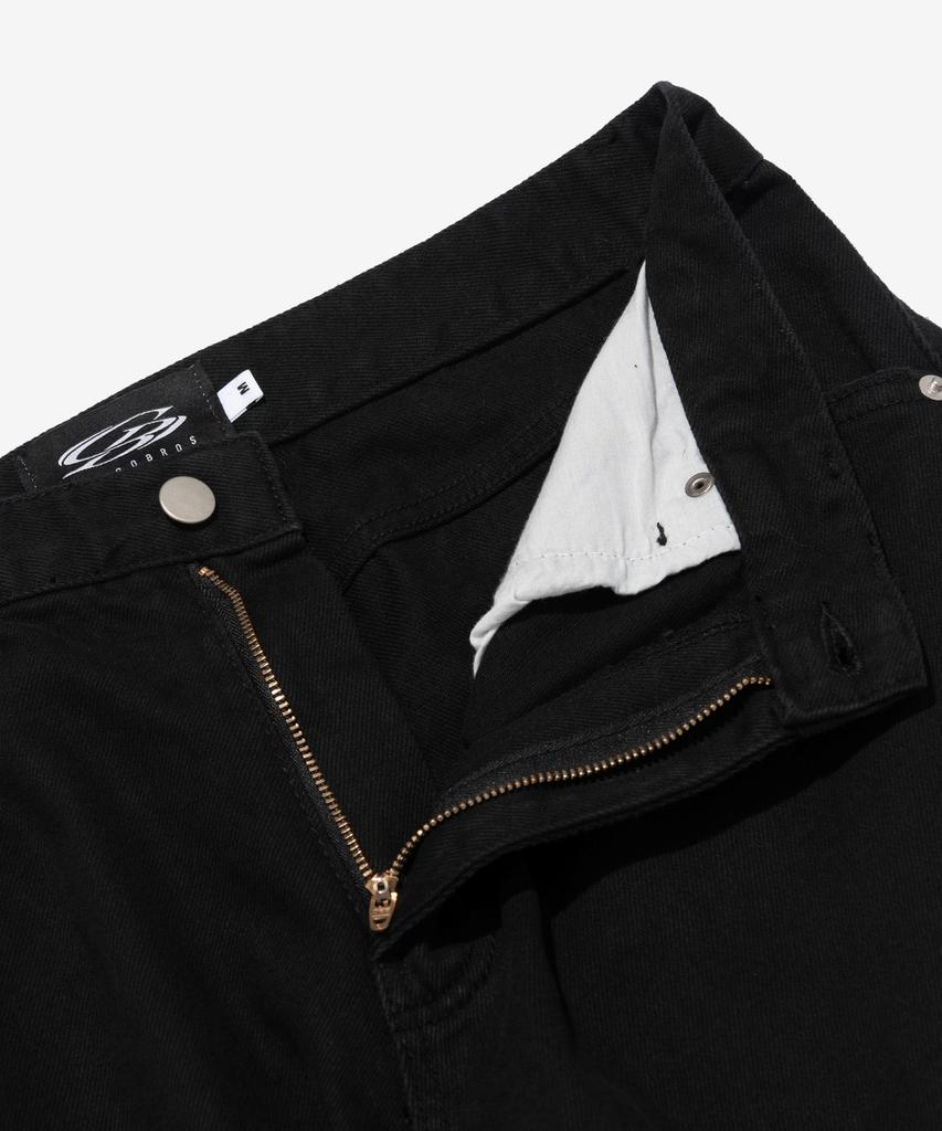 CARGOBROS Vintage Cotton Wide Curved Denim Pants (Black)