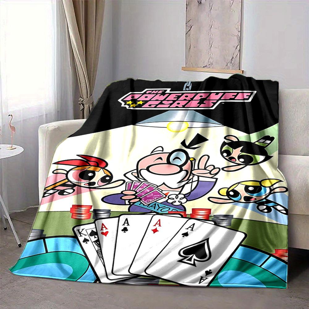 

1pc Powerpuff Girls Cozy Print Blanket Lightweight Warm Flannel Throw Blanket For Sofa, Bed, Living Room 80x120cm