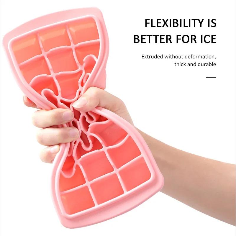 24 Grids Silicone Ice Cube Tray Maker With Removable Lids Ice Cube Mold Whiskey Cocktails Fruits Mold Bar Wine Ice Blocks Maker