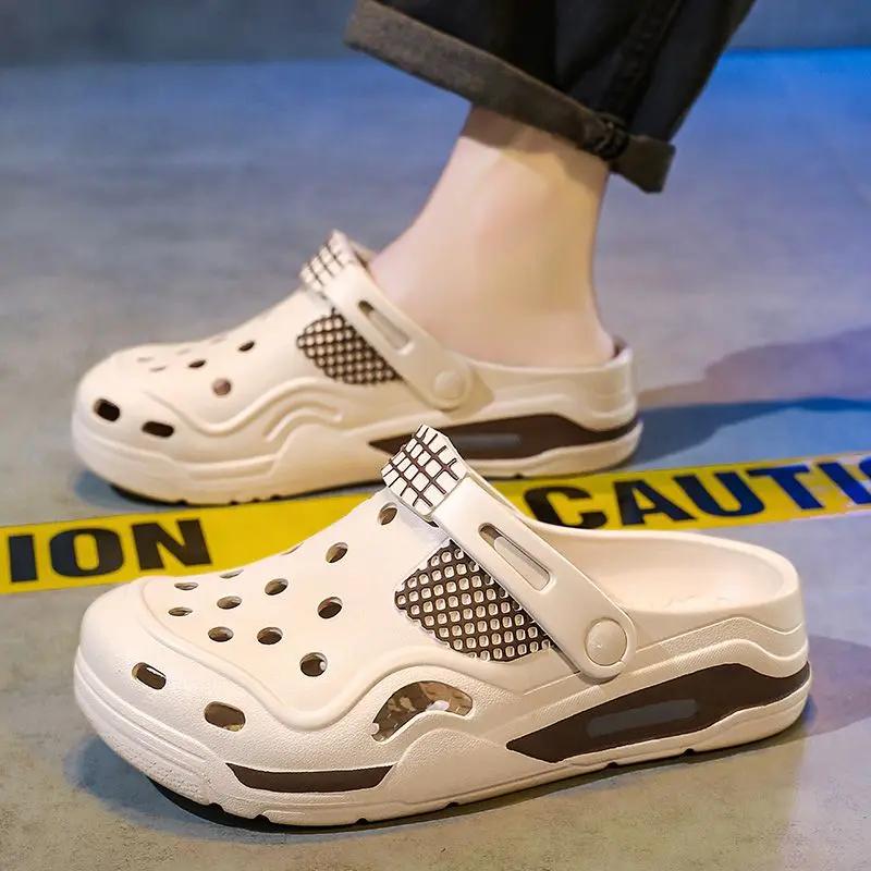 Fashion Slides Hole Platform Men's Shoe Outdoor Designer Luxury Trend 2025 Original Fashion Elegant Adult Eva Rubber Style Male Slipper