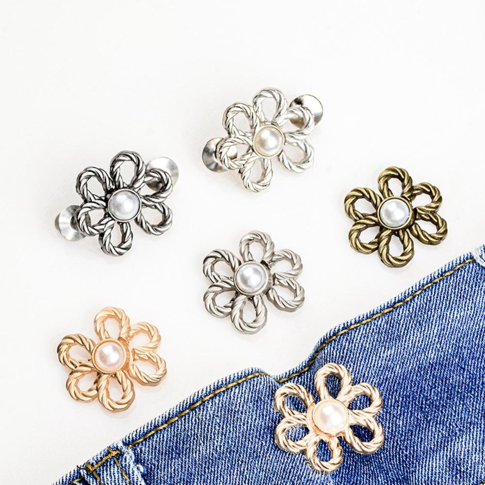 New DIY Tighten Waist Button Detachable Clip No Sewing Retractable Button Reduce Waist Flower Buttons Snap Clothing Accessories
