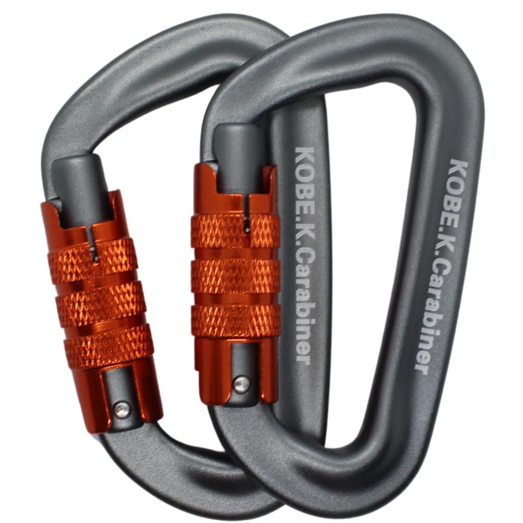 Kobe Shine Breaking strength Weight Tested in Japan carabiner Tested in Japan Pack of 2 approx. 1,200kg Auto-locking (Mouse-colored orange)
