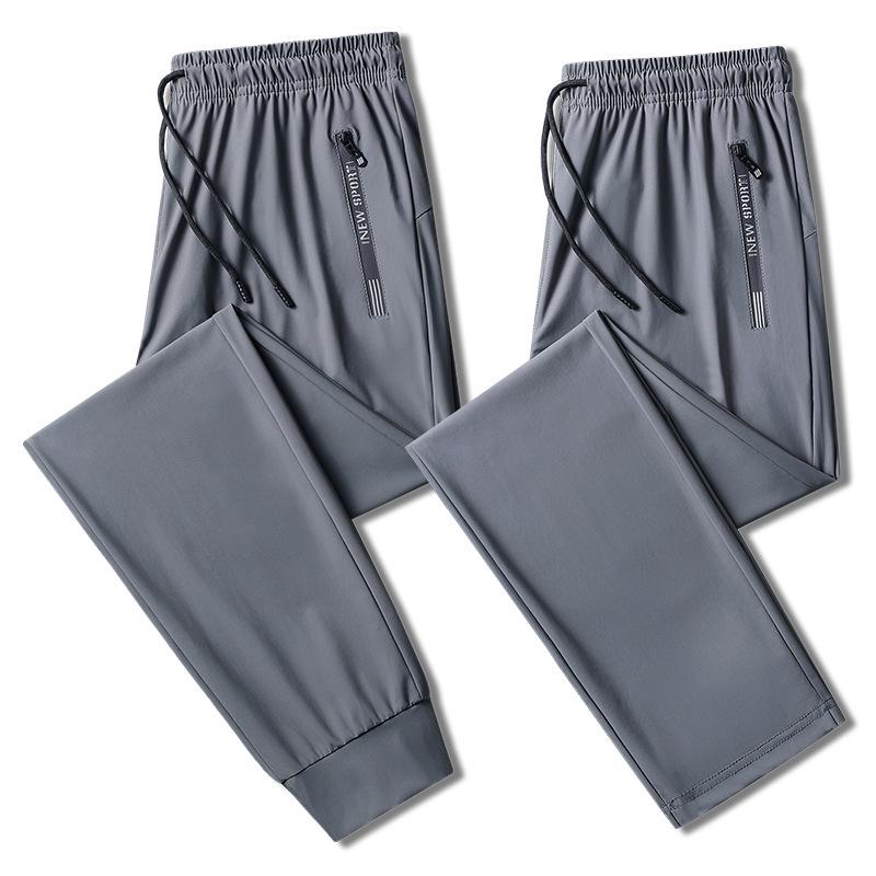 Pánské nadměrné rychleschnoucí sportovní kalhoty z ledového hedvábí - Lehké letní ležérní