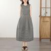 Sans manches Grande taille Coton carreaux vintage nouveau dans robes pour femmes décontractée ample longue robe d'été