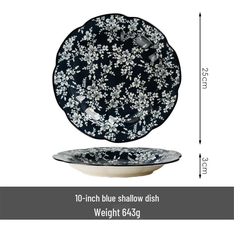 OIMG Chinese Floral Underglaze Ceramic Plate