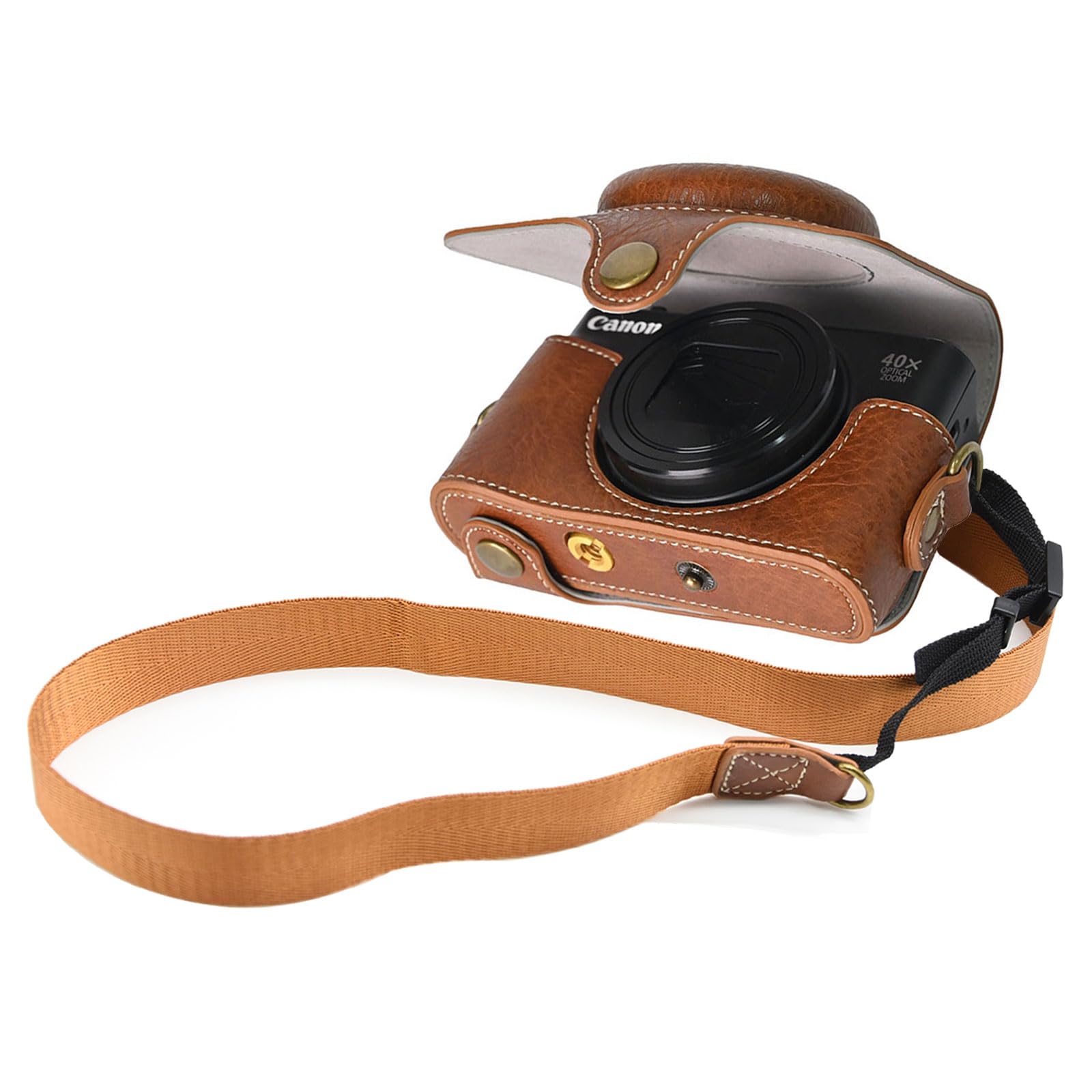 

BEADY Camera Case for Canon PowerShot SX720 SX730 and SX740 PU Leather Protective Cover with Shoulder Brown HS, HS, HS, Strap,
