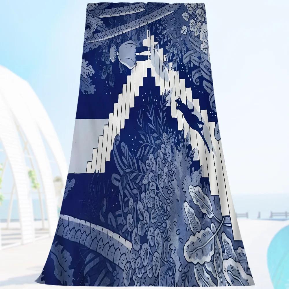 Abstract Line Face Microfiber Beach Towel Absorbent Quick Dry Soft Yoga Swimming Resort Mountain Climbing Towel
