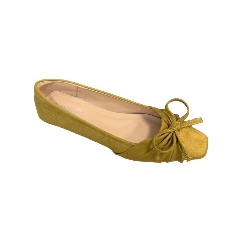 2025 autumn new bow shallow mouth single shoes versatile fairy style low heel fashion women's shoes one pedal Doudou shoes