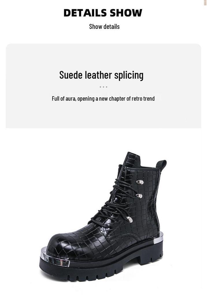 Men's Retro British Style High-Top Martin Boots - Autumn/Winter Thick-Soled Fashionable Large Size Shoes