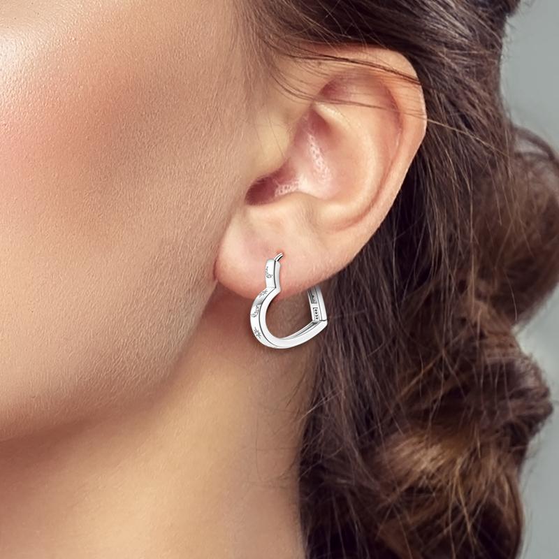 Earrings 925 Sterling Silver Hoop Earring Sparkling Heart-Shaped Star Moon Earrings For Women Jewelry Fine Birthday Party Gifts