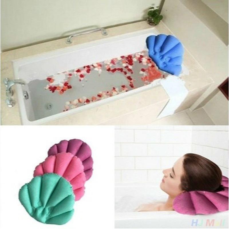 New Bathroom Products Home Spa Inflatable Bath Pillow Cups Shell Shaped Neck Bathtub Cushion Random