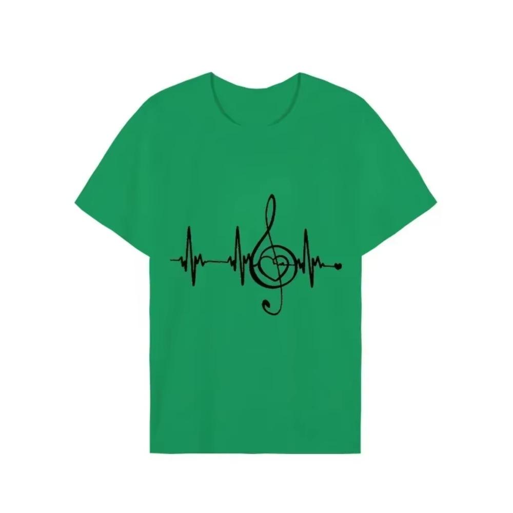 Men's Black Shirts Short Sleeves T-Shirts Oversized Summer Tops Music Note Heartbeat Funny Tshirts for Men Design Music Tee Tops