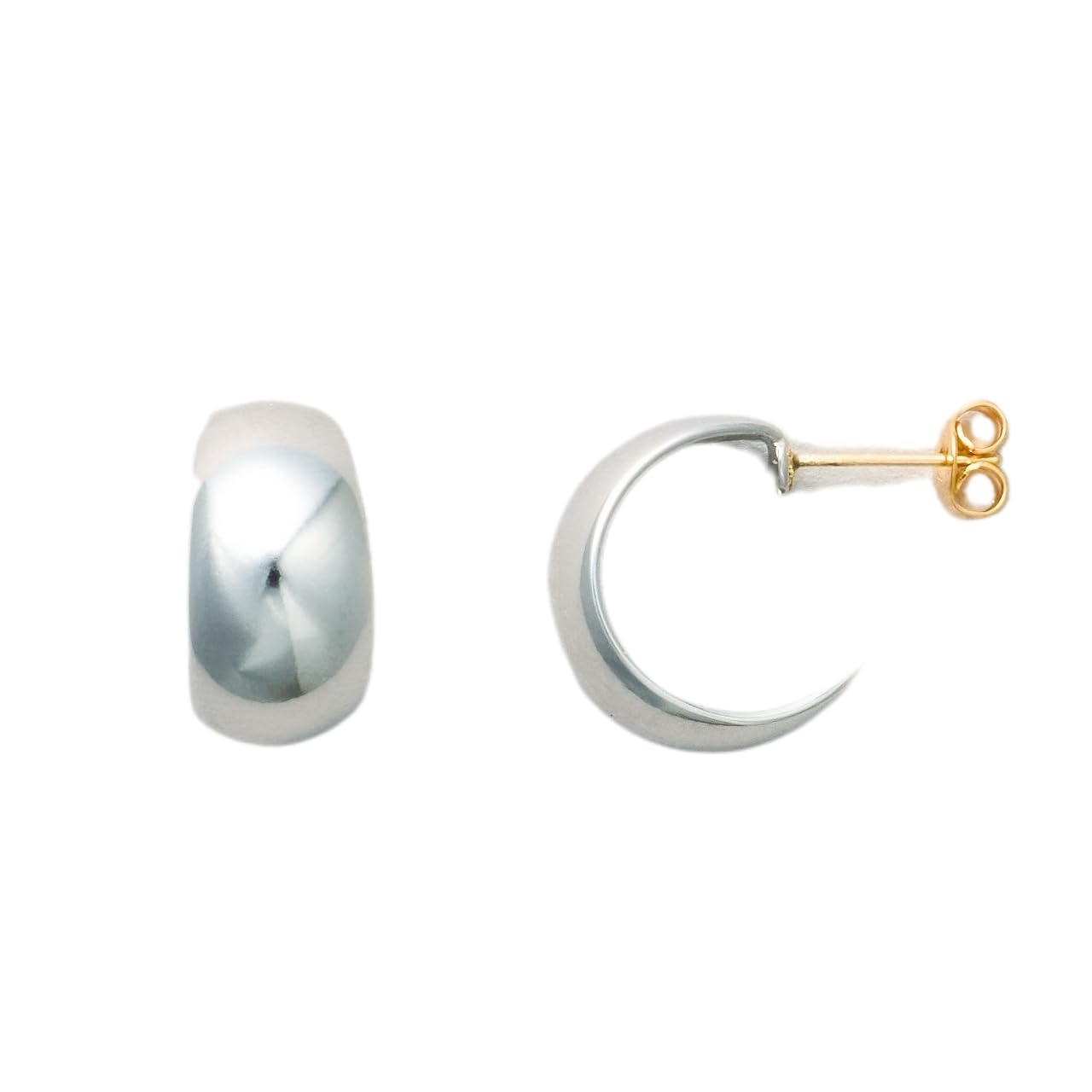 

HRYS in Japan 18K Plump Small Hoop Earrings 3712 [HILLYS] [Made Post] G-Shaped (Silver)