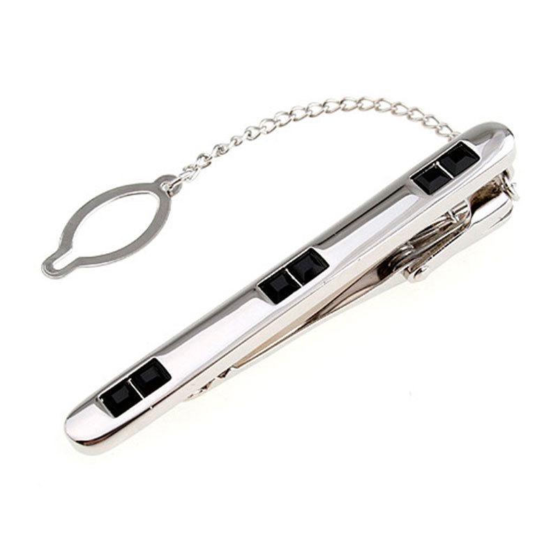 Men's Rhinestone Tie Clip and Cufflinks Set for Business Occasions