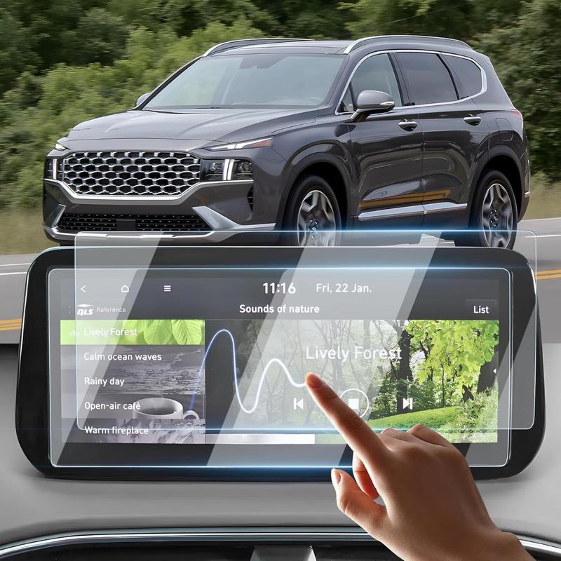 Car Navigation Screen Protector For Hyundai Santa Fe - Tempered Glass 9H Hardness Scratch Resistant Protective Film
