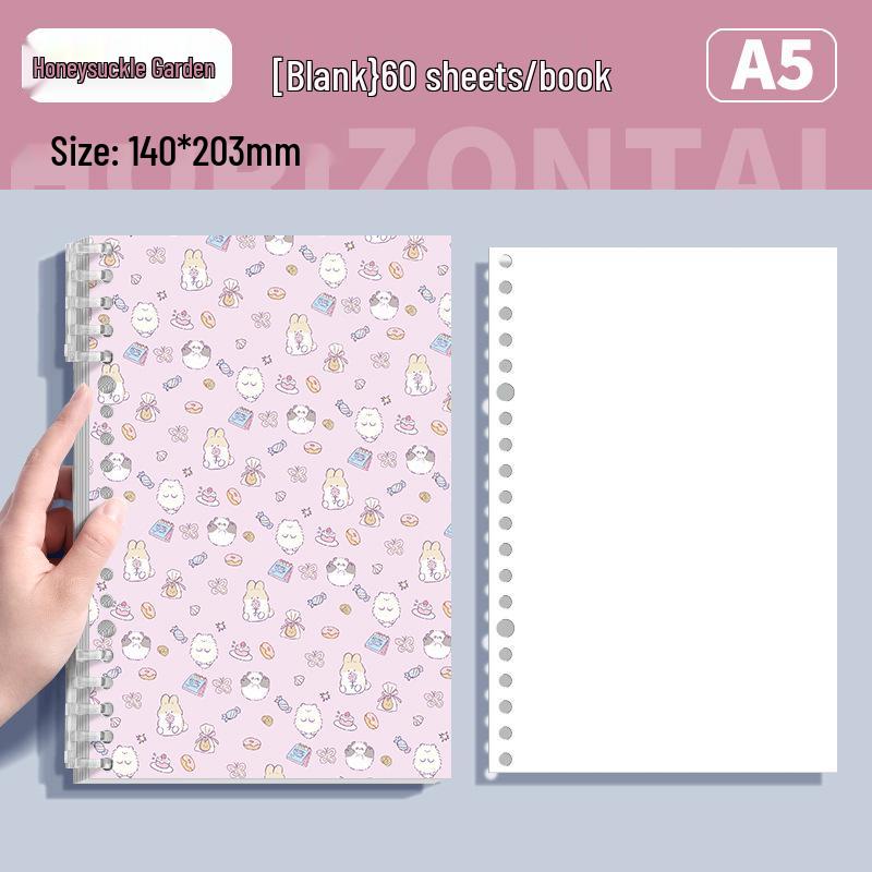 Fresh Floral B5 Loose-Leaf Notebook: Stylish for Instagram, Comfortable Design, Ideal for Students, Simple Spiral Binding.