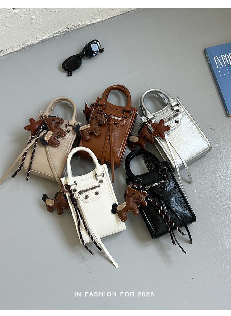 Trendy Rivet Motorcycle Crossbody Phone Bag - Unisex Small Niche Handbag