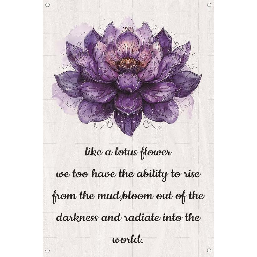 Lotus Flower Quote Metal Tin Sign pirational Meditation Poster Signs Rustic Hanging Plaque Art Wall Decor for Home Yoga Studio Poster 8x12 Inch