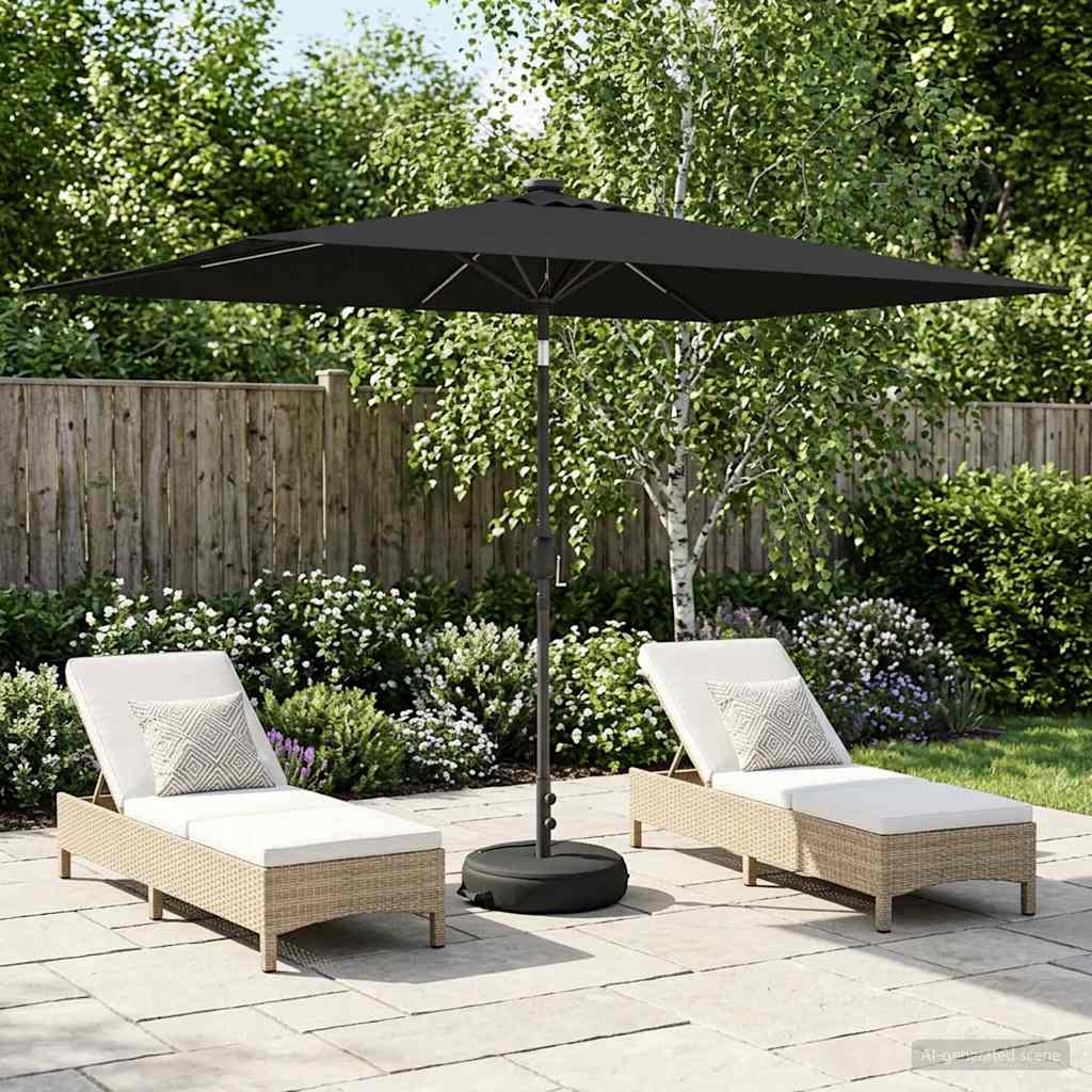 Garden Umbrella with LED Lights and Base 200 X 300 Cm