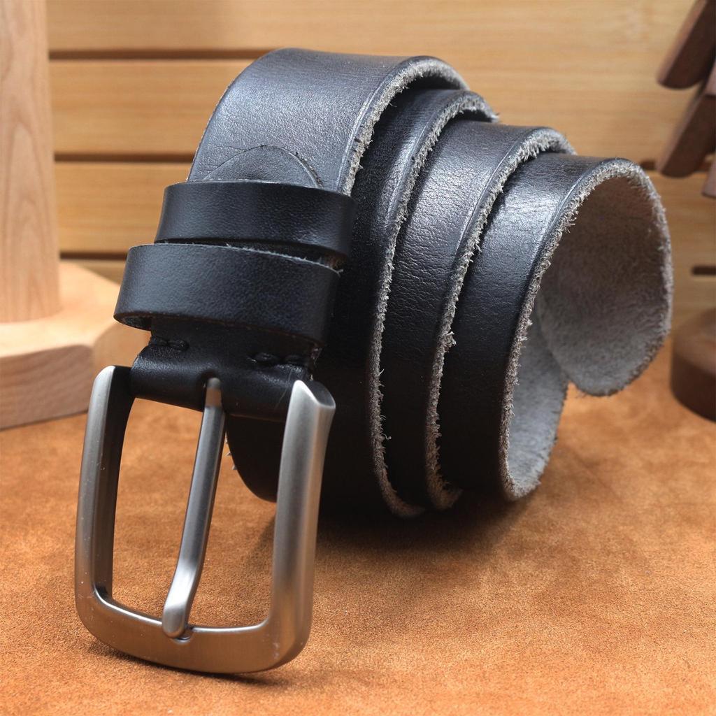 Men's Genuine Leather Retro Cowhide Pin Buckle Belt - Handmade Top Layer Cowhide