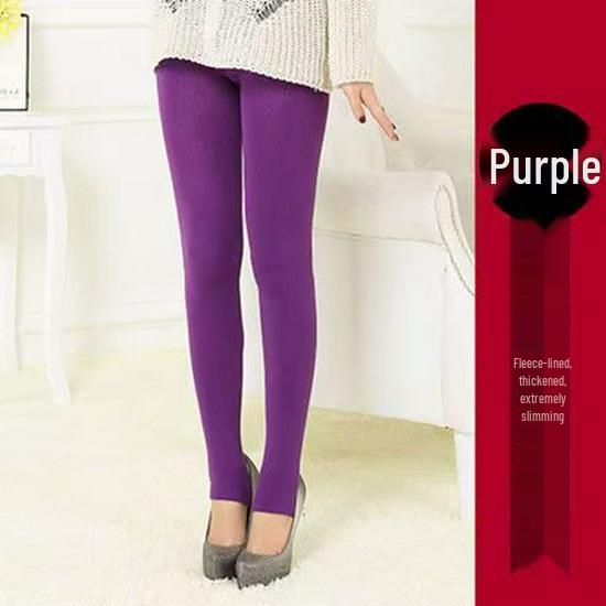 Women's Brushed Fleece Velvet Pantyhose: Autumn/Winter, Foot-Covering, 100g Thin Velvet Cropped Pants