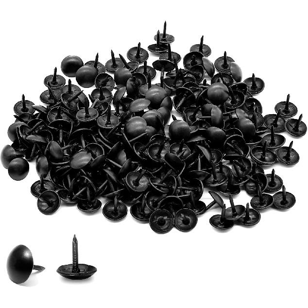 Bivethoi 220 Pcs Black Upholstery Tacks, 1/3 Inch Metal Round Head Thumb Tacks, Upholstery P for Furniture, DIY Project (9 X 13mm)