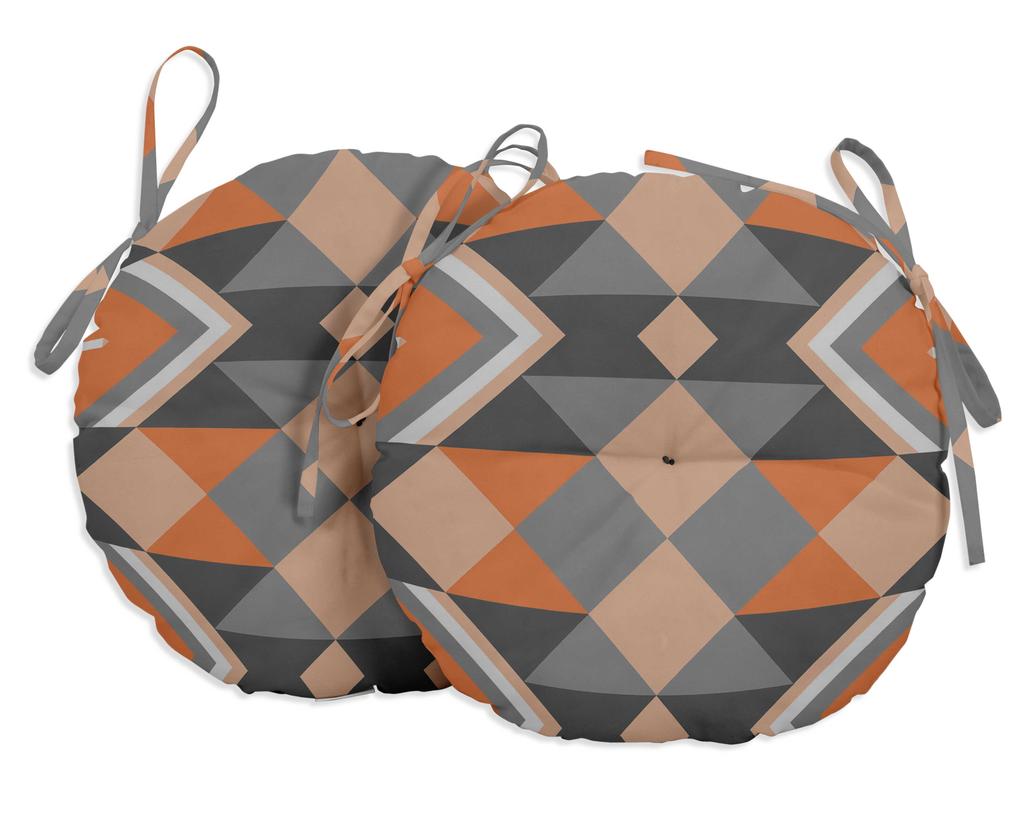 Vargottam Indoor Outdoor Round Bistro Chair Cushions Block Print 15-Inch Bistro Chair Pads Waterproof Seat Chair Cushion For Home