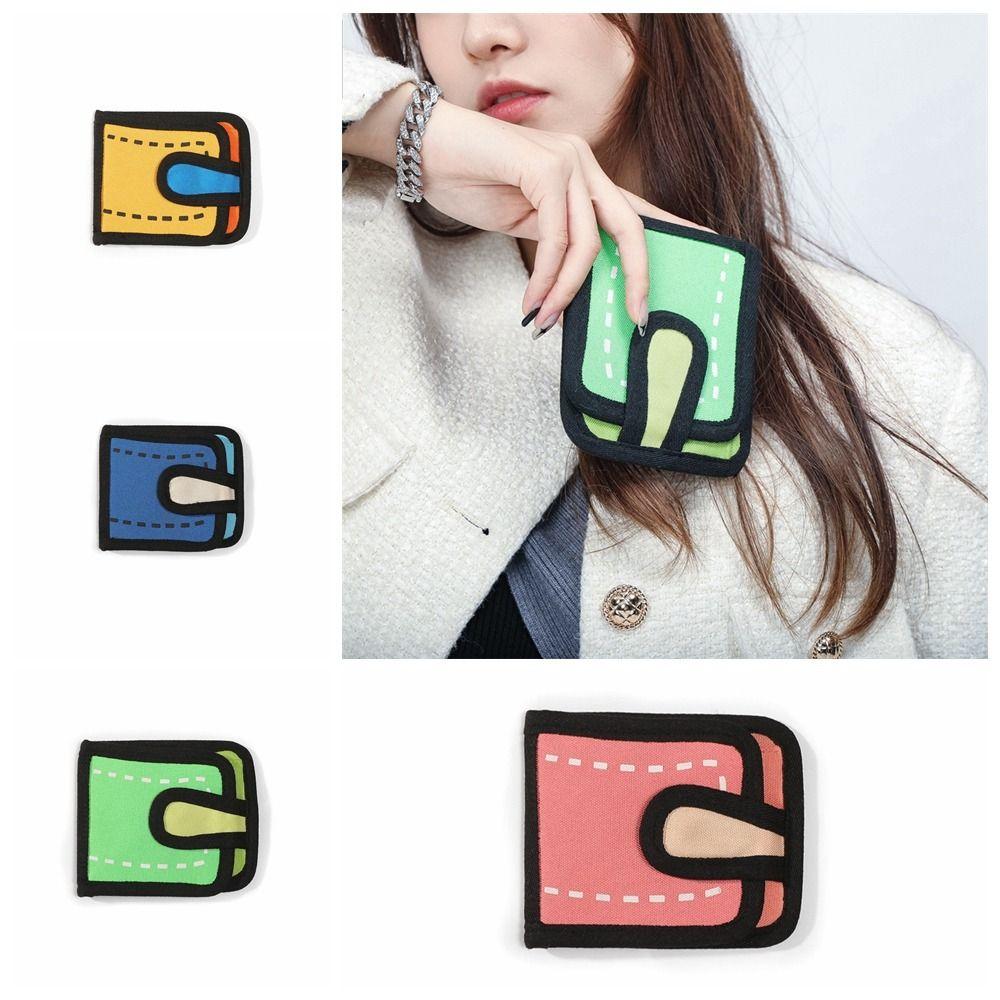 

Холщовый 3D-кошелек в виде комиксов, складной зажим для денег, милый детский кошелек