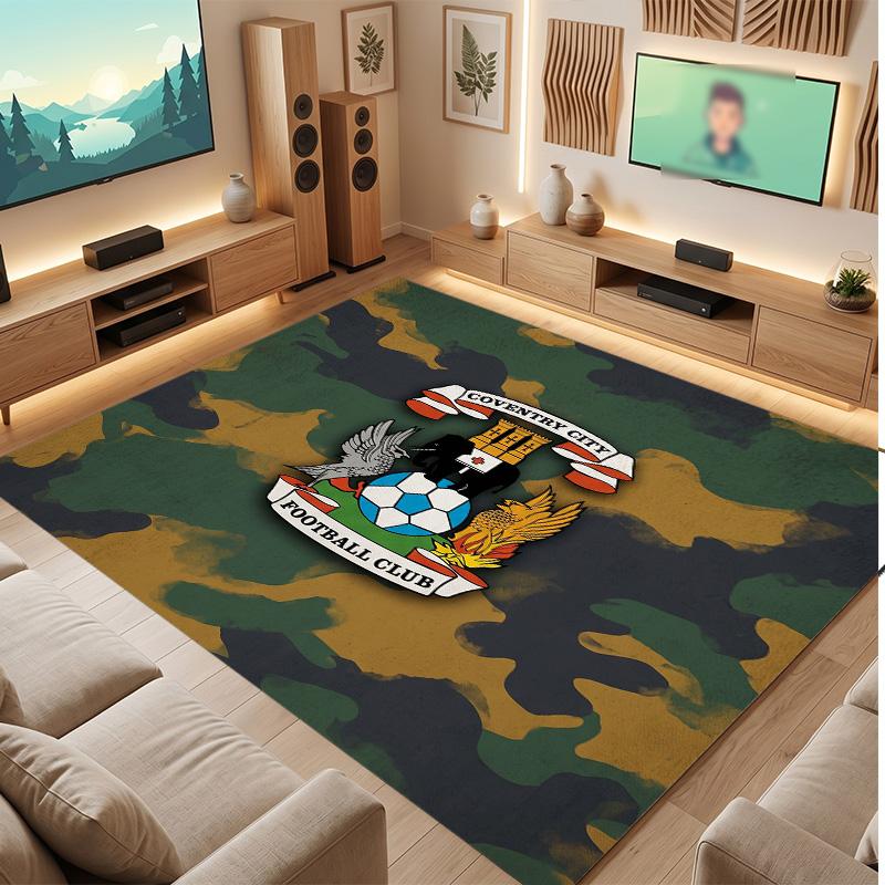 Tappeto in Velluto di Cristallo con Stampa del Coventry City Football, Comodo Assorbente d'Acqua Antiscivolo Tappeto per Pavimenti Interni