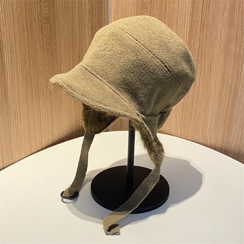 

Двусторонняя шапка-ушанка для мужчин и женщин Защита от холода осенью и зимой Защита ушей Завязывающаяся шапка Шерстяная шапка-ушанка M（56-58cm）