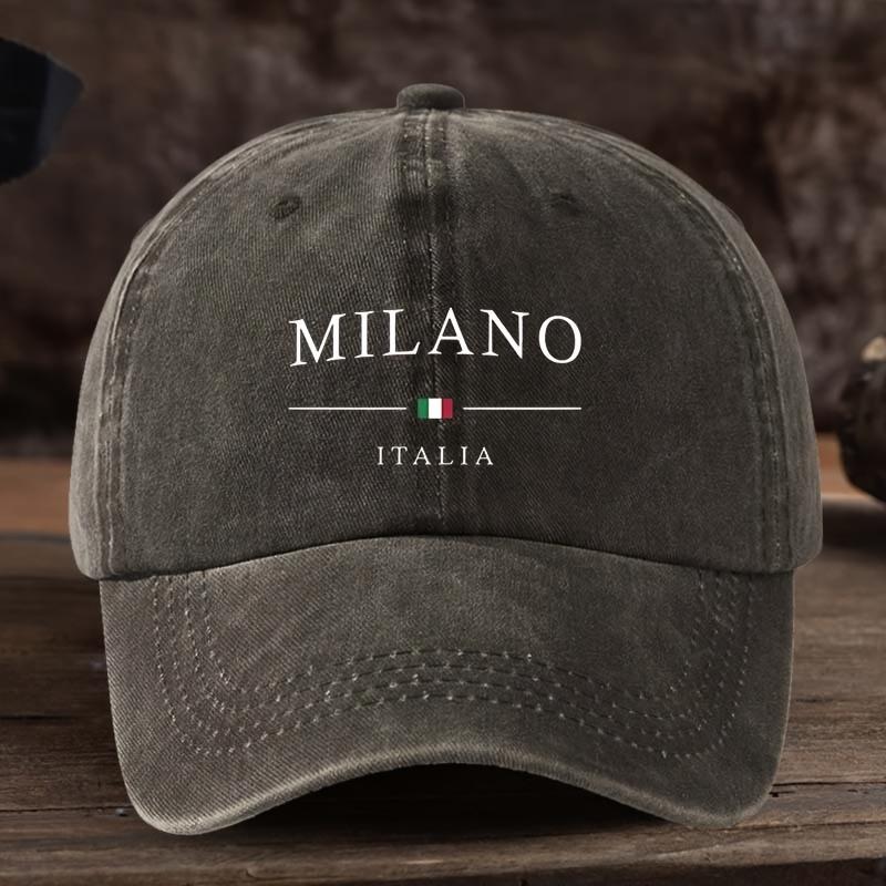 

1pc Retro Washed Baseball Cap with Italian Flag Print,Unisex Outdoor Stylish and Versatile Flat Cap,Trendy Style for Daily Wear Adjustable светло-коричневого