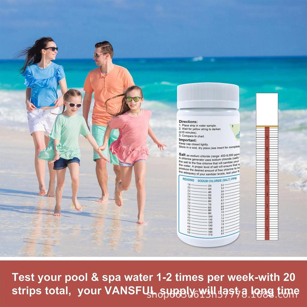 Strisce Reattive per Sale Piscina Strisce Rilevamento Sale Piscina Acqua Salata Materiale Multiuso per Test Acqua Vasca Idromassaggio Spa