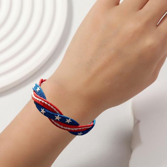 Woven Bracelet Handcrafted Red White Blue Patriotic Bracelet Adjustable American Flag Bracelet 4th of July Jewelry