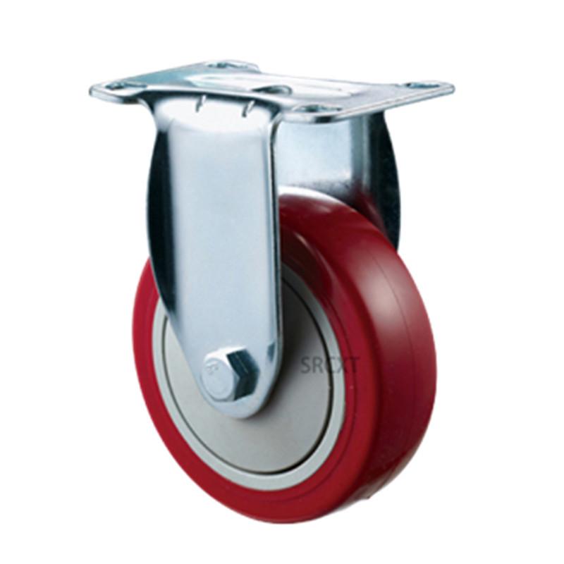 Medium Jujube Red Polyurethane Swivel Casters - 3", 4", 5" Anti-Winding, Wear-Resistant PU Rubber Wheels for Hand Carts.