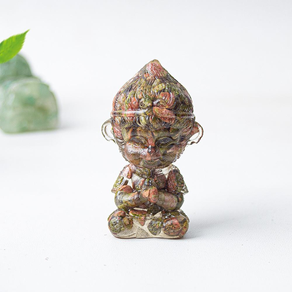 Tree Resin Craft Monkey King Statue With Natural Water Crystal For Home Decoration And Collectors