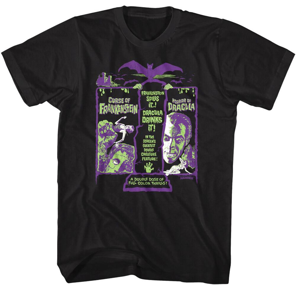 Hammer Horror Double Creature Feature Men T Shirt Dracula Curse XXXXL