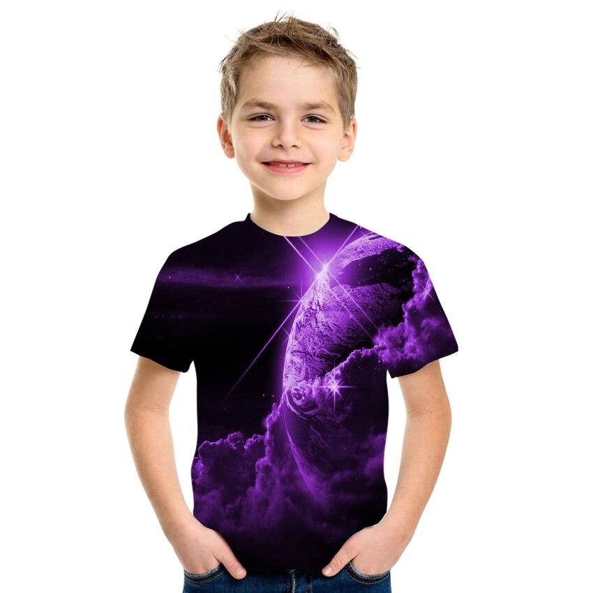 Letnia koszulka dziecięca kosmiczna gwiaździste niebo z nadrukiem 3d Harajuku Koszulka z krótkim rękawem