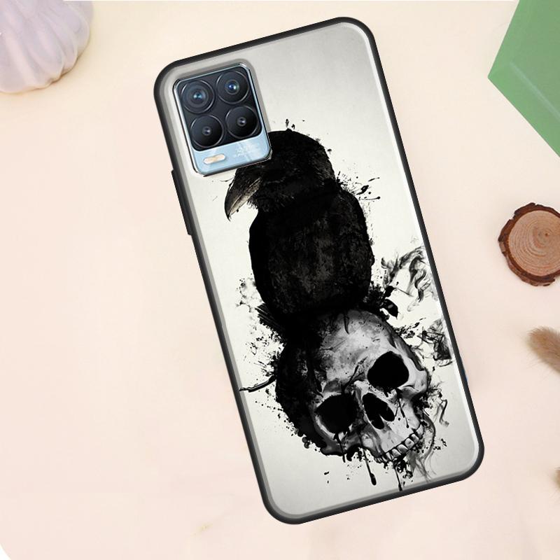 Skull Crow Flower Case For Realme C75 C63 C61 C55 C51 C53 C35 C65 C67 C71 11 12 13 14 15 Pro Plus GT6 GT7 Pro