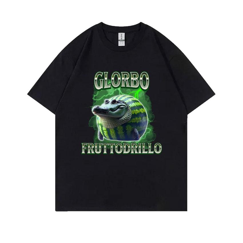 Italian Brainrot Glorbo Fruttodrillo T Shirts Watermelon Crocodile Funny Meme T-shirt Summer Men Women Fashion Oversized Tops