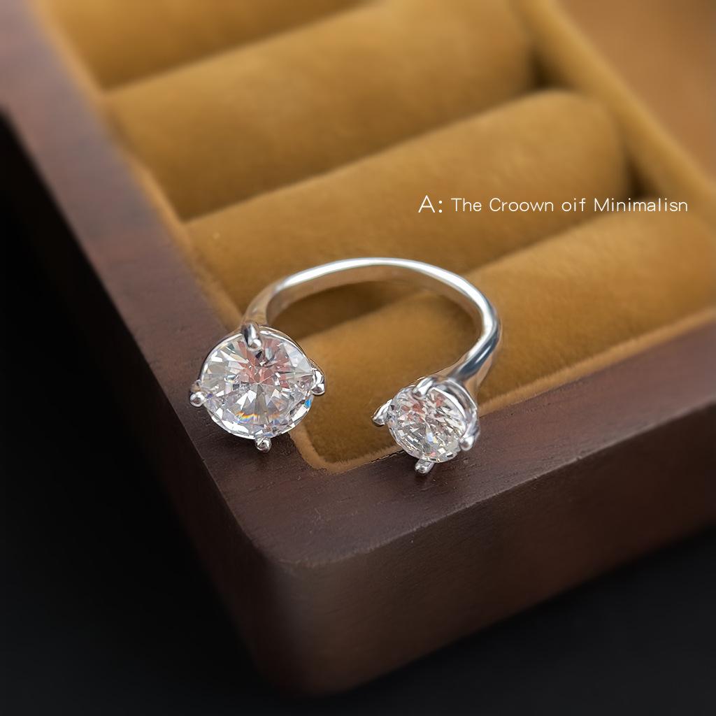 Personal cold wind sweet cool micro inlaid zircon plated real gold color retention ring opening adjustable ring index finger ring