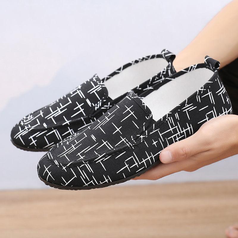 Sommar Andningsbara Herrskor Man Gamla Peking Canvas Skor Herrskor Koreanska Skor Casual Latskor Platt Häl Körskor