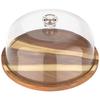 12 In Wood Cake Stand With Acrylic Dome Lid Rotating Cake Plate With Cover Wooden Cake Display Stand For Baking Kitchen Utensils