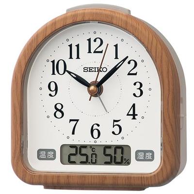 Alarm Clock Table Clock Temperature Humidity Alarm Analog Brown Wood Grain 112 X 108 X 55 Mm KR523B