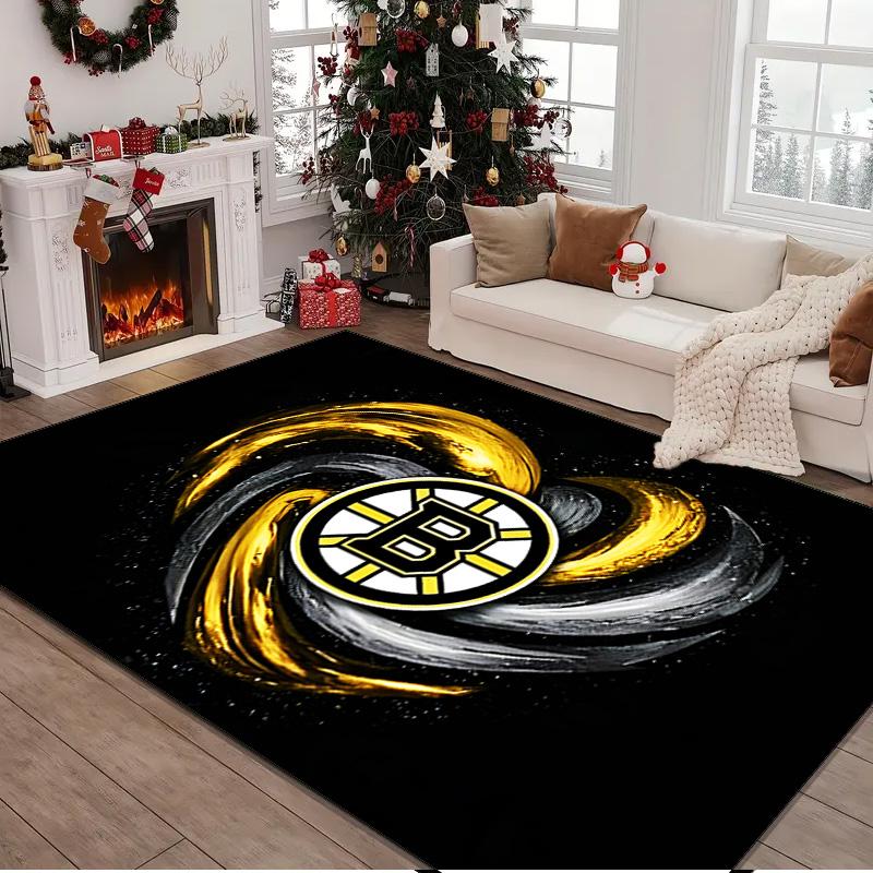 Boston Bruins Rug Area rug for Livingroom, Bedroom, Palyroom, Chair Rug, Office Rug, Floor mat, Large Size Fan Christmas Birthday gift