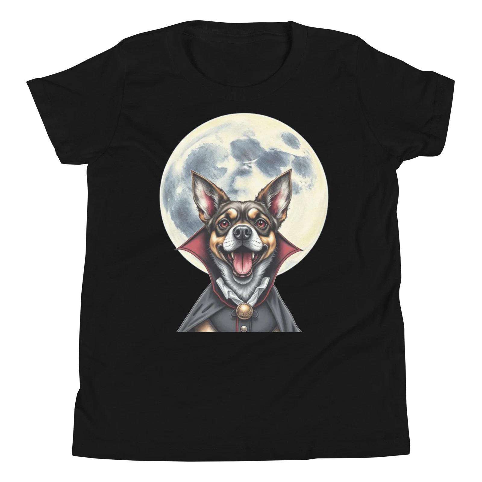 Vampire Dog Funny Halloween Full Moon Costume Boys Girls Kids Youth T-Shirt 140