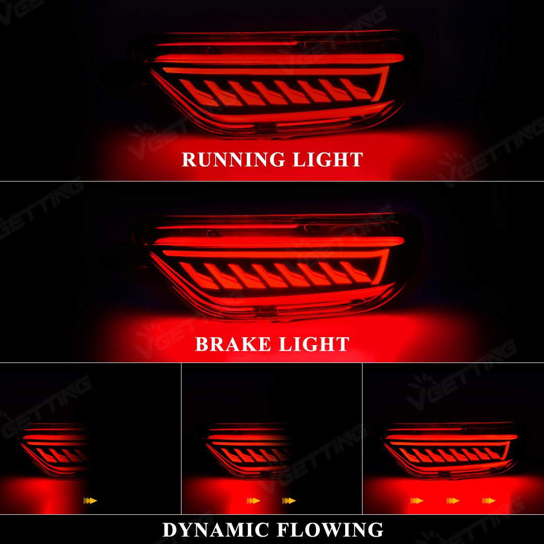 LED Rear Bumper Reflectors For Mazda CX5 CX-5 2017 2018 2019 2020 2021 Running Flowing Turn Signal Brake Lamps Car Accessories Smoked Surface