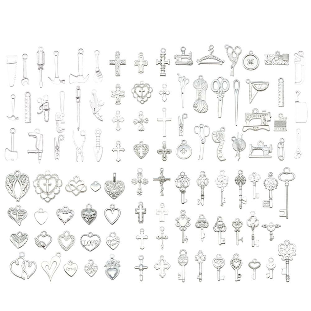 

100 Ярко-серебристых цинковых сплавов DIY Ювелирные аксессуары для ожерелий, браслетов, брелоков, подвесок и шармов