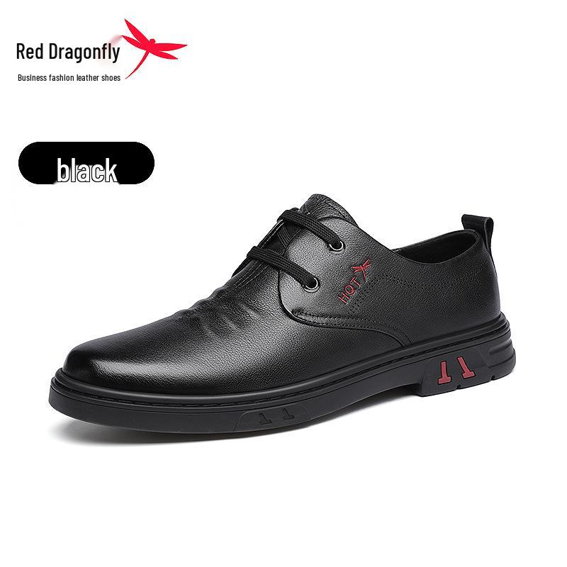 Red Dragonfly Men s Genuine Leather Shoes - Business Formal Soft Sole Cowhide for Autumn Winter 44
